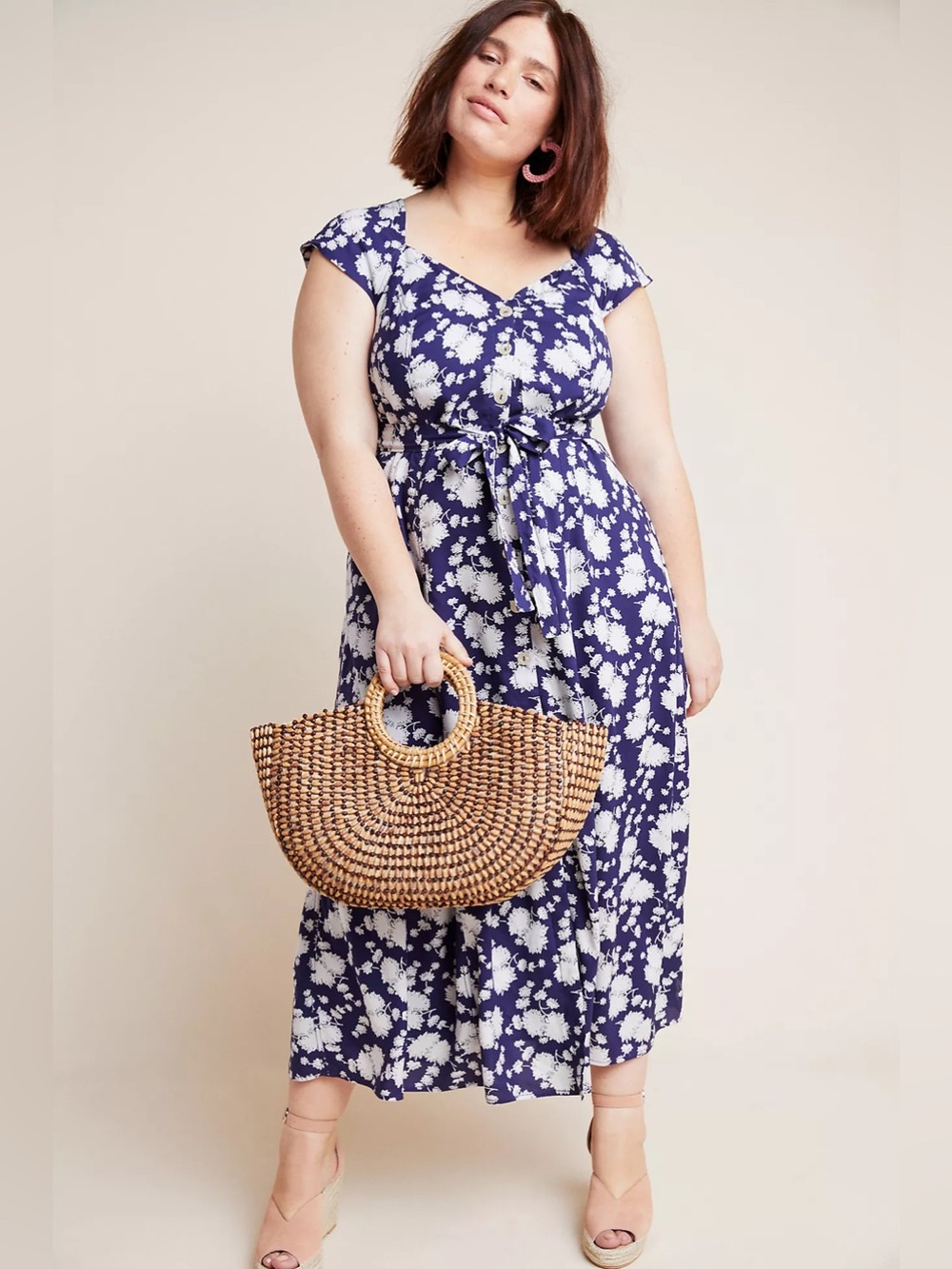 Maeve Anthropologie Tate Sundress‎ Floral Crisscross Back Button-Front Dress 14